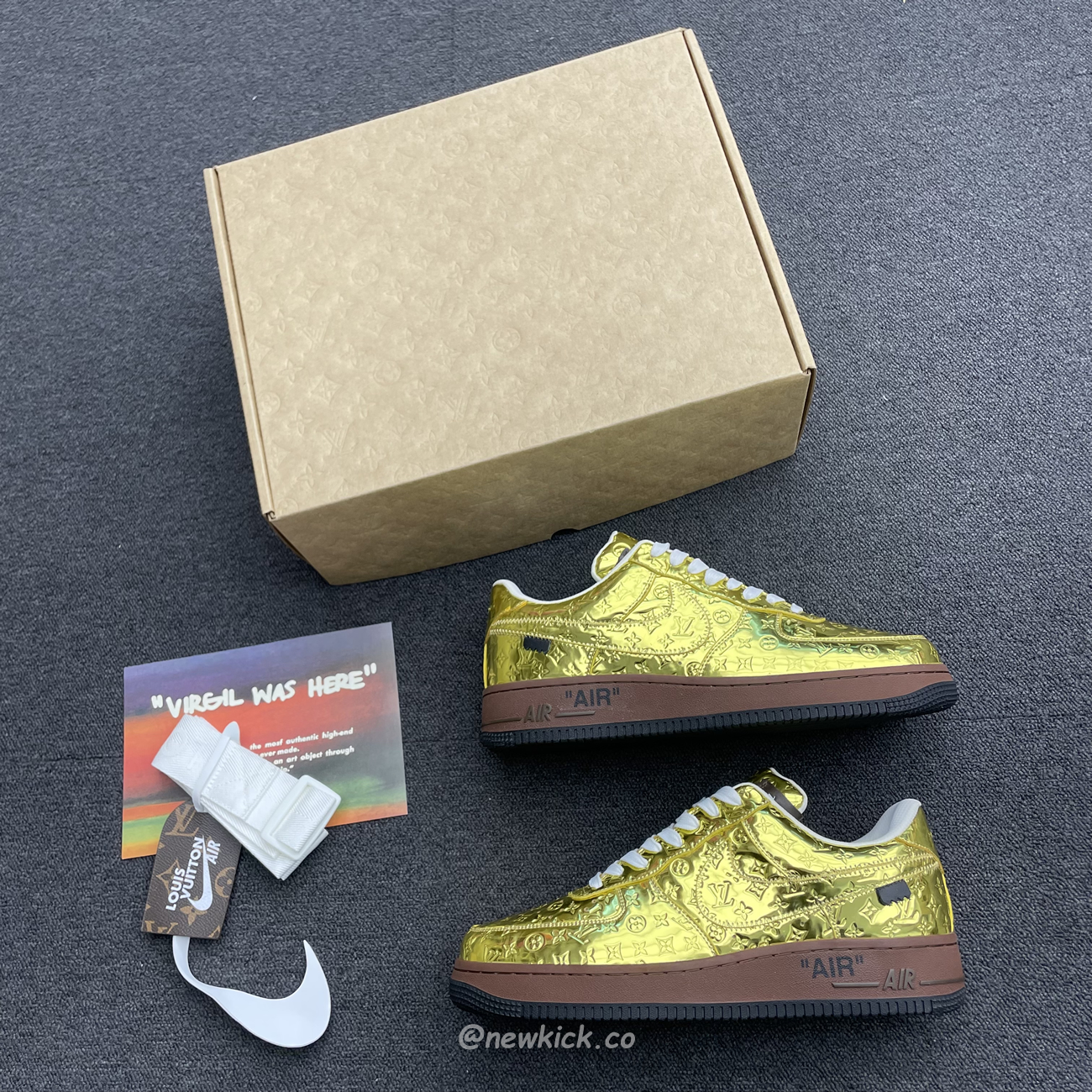 Louis Vuitton Nike Air Force 1 Low By Virgil Abloh Metallic Gold (5) - newkick.vip