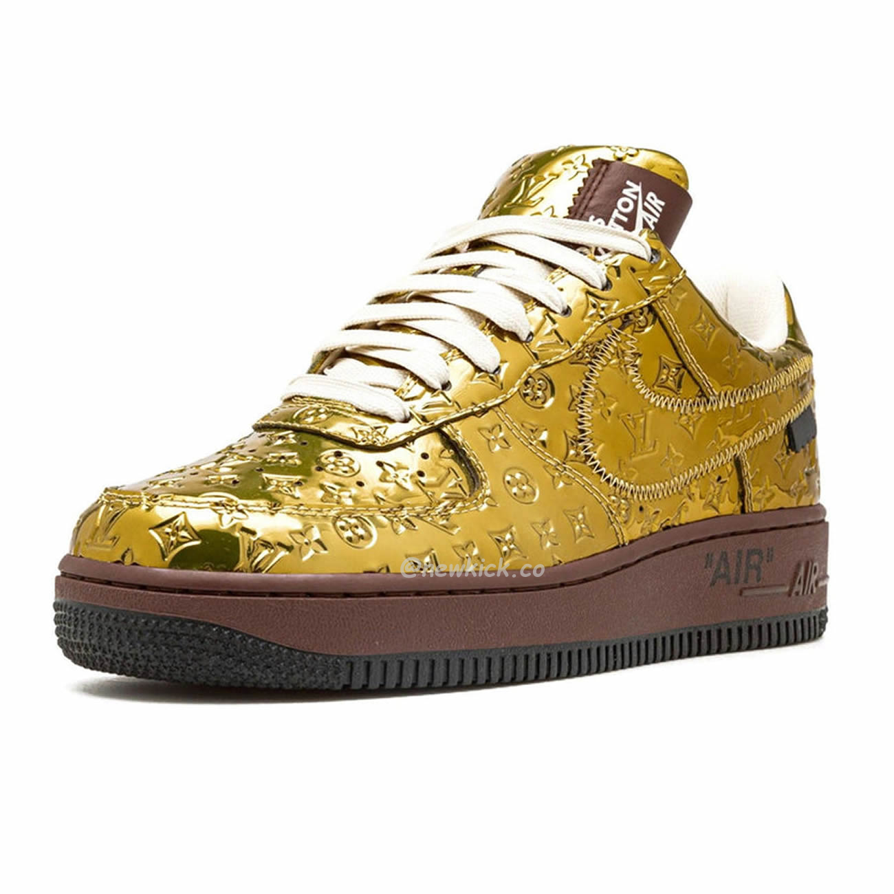 Louis Vuitton Nike Air Force 1 Low By Virgil Abloh Metallic Gold (7) - newkick.vip