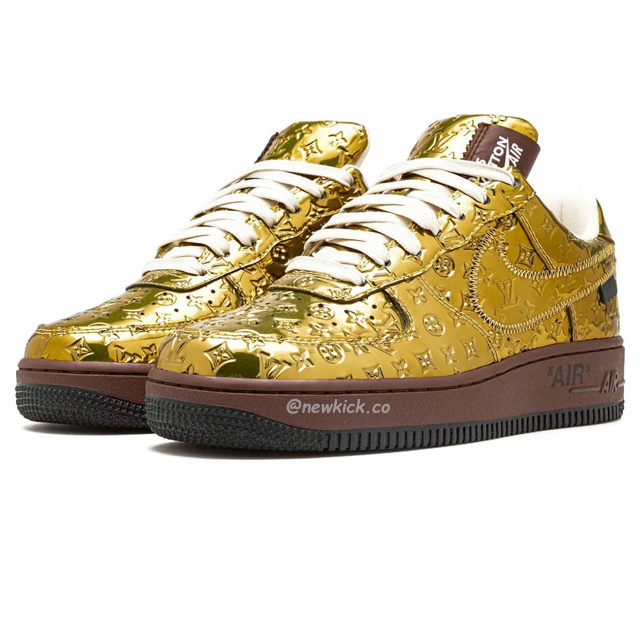 Louis Vuitton Nike Air Force 1 Low By Virgil Abloh Metallic Gold (9) - newkick.vip