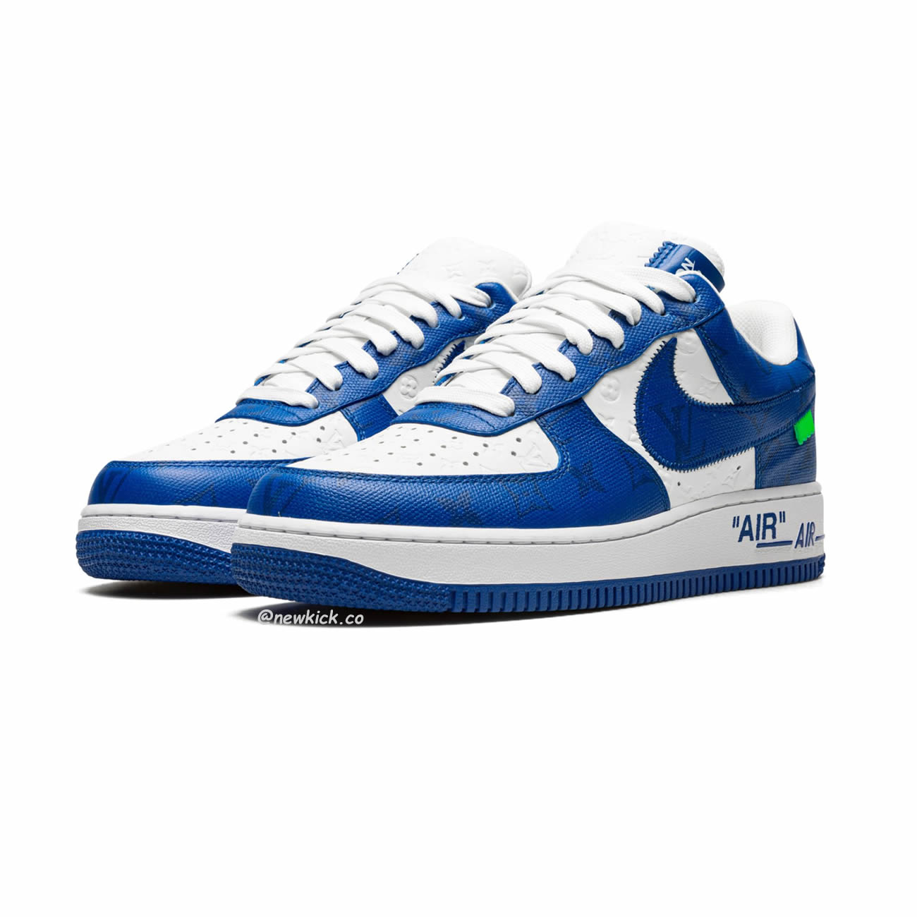 Louis Vuitton Nike Air Force 1 Low By Virgil Abloh White Green Royal (10) - newkick.vip