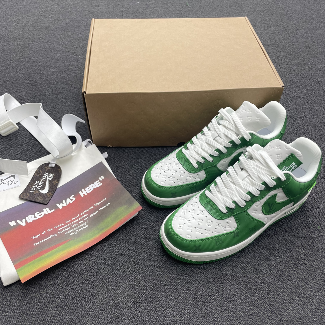 Louis Vuitton Nike Air Force 1 Low By Virgil Abloh White Green Royal (18) - newkick.vip