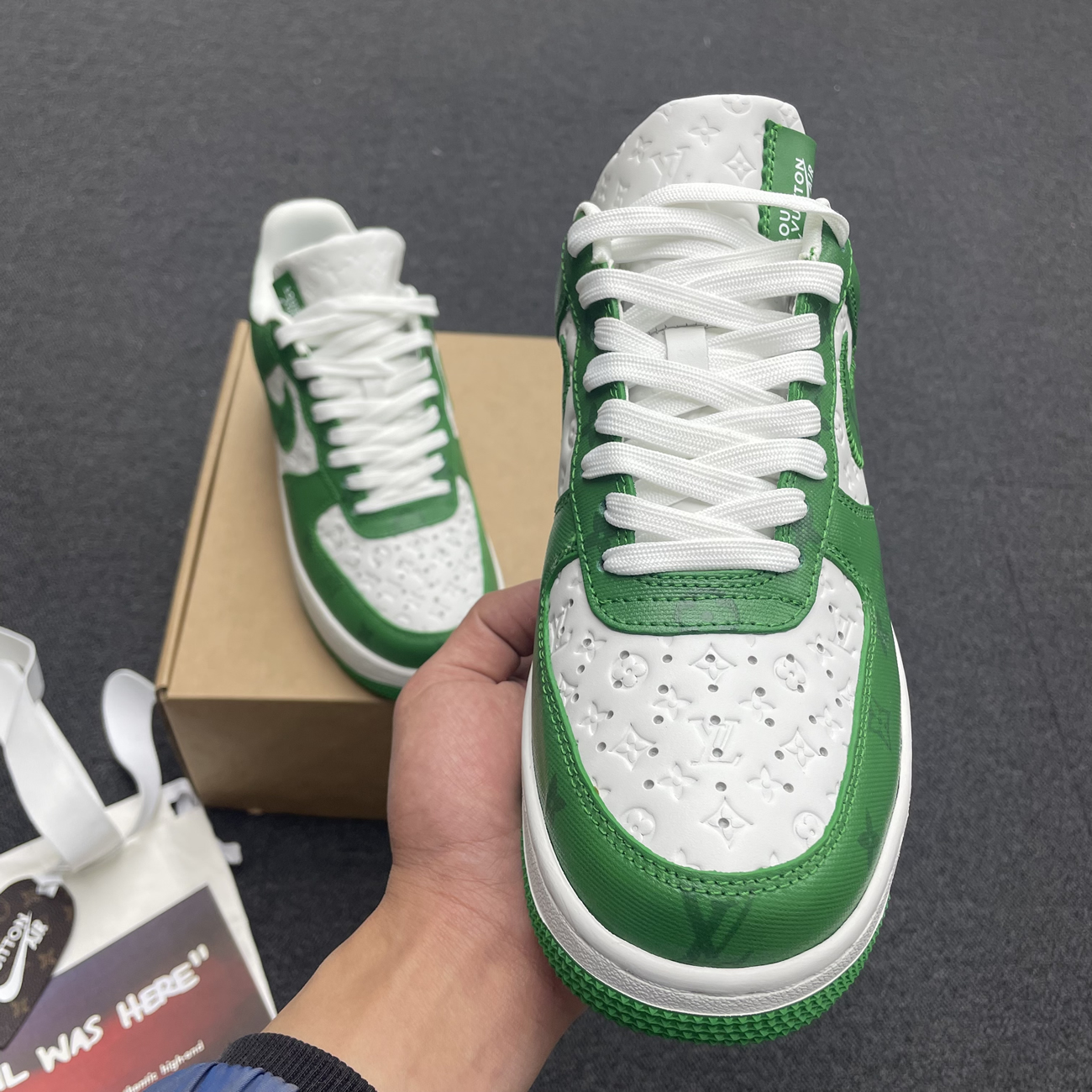 Louis Vuitton Nike Air Force 1 Low By Virgil Abloh White Green Royal (19) - newkick.vip