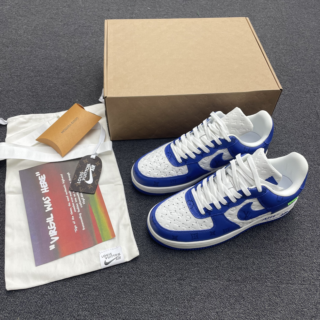 Louis Vuitton Nike Air Force 1 Low By Virgil Abloh White Green Royal (2) - newkick.vip