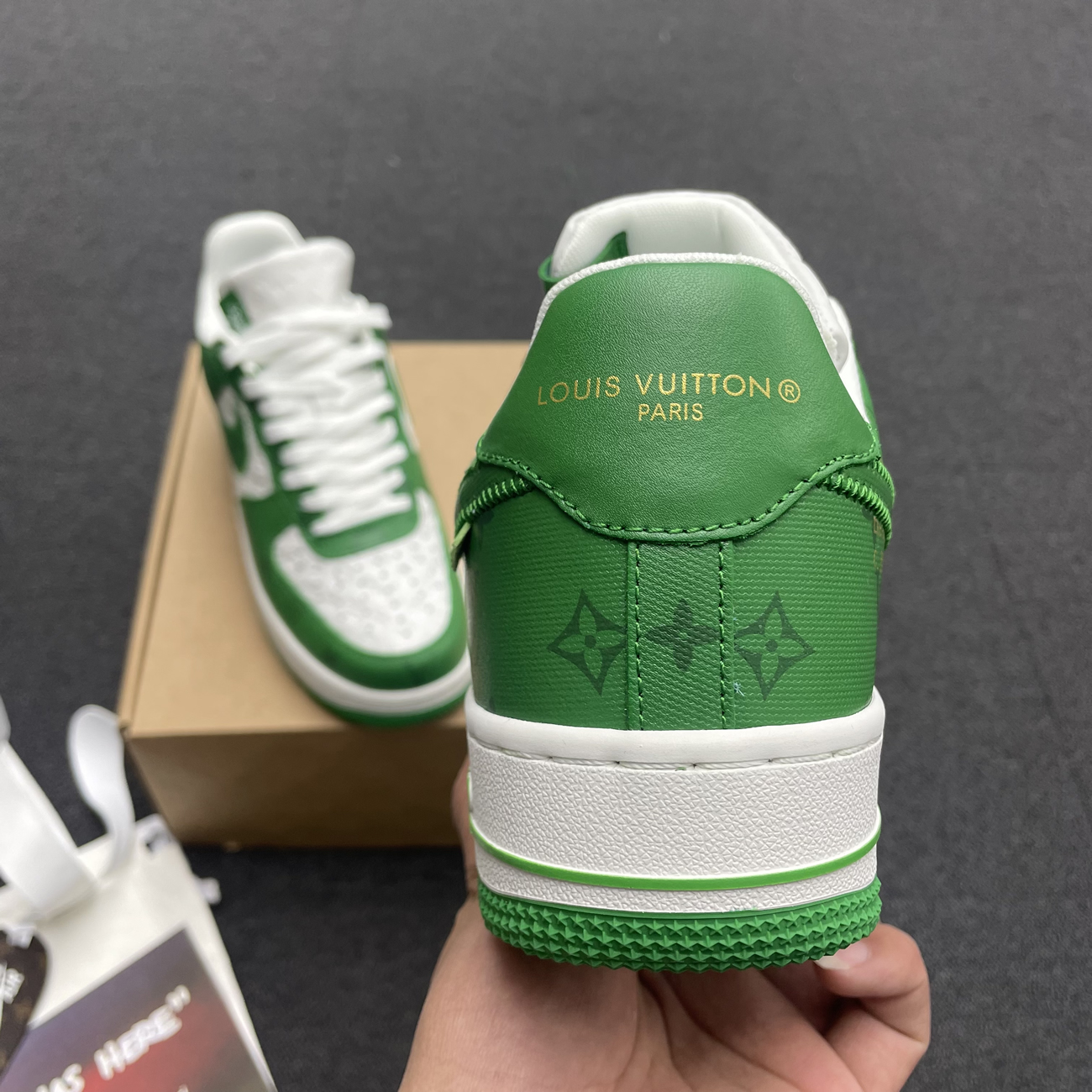 Louis Vuitton Nike Air Force 1 Low By Virgil Abloh White Green Royal (9) - newkick.vip