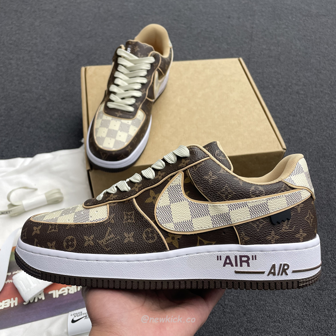 Nike Air Force 1 Low Louis Vuitton Monogram Brown Damier Azur (11) - newkick.vip