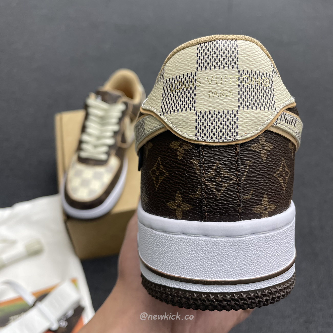 Nike Air Force 1 Low Louis Vuitton Monogram Brown Damier Azur (14) - newkick.vip