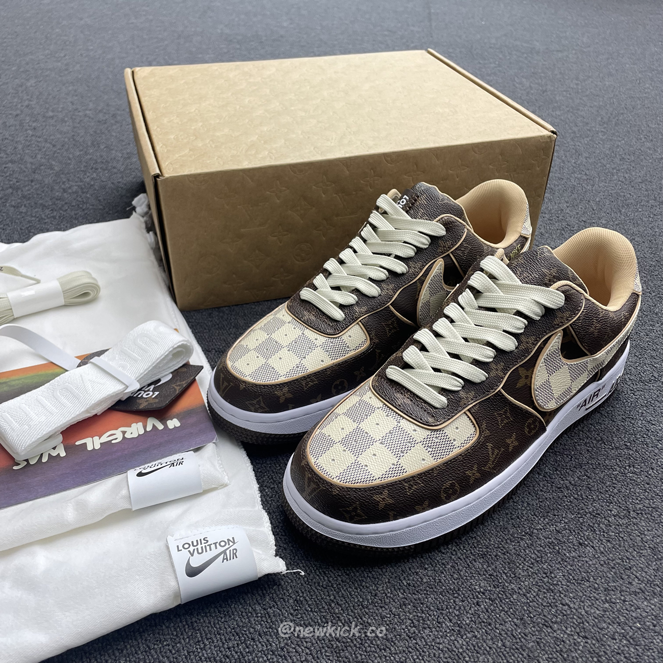 Nike Air Force 1 Low Louis Vuitton Monogram Brown Damier Azur (16) - newkick.vip