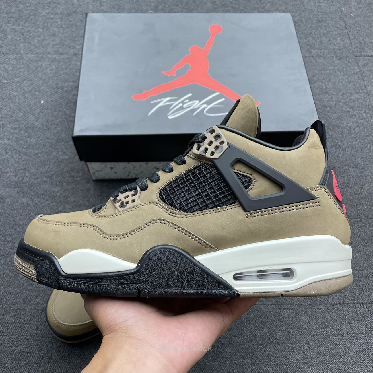 Air Jordan 4 X Travis Scott Olive Grey Black Aj4 882335 (3) - newkick.vip