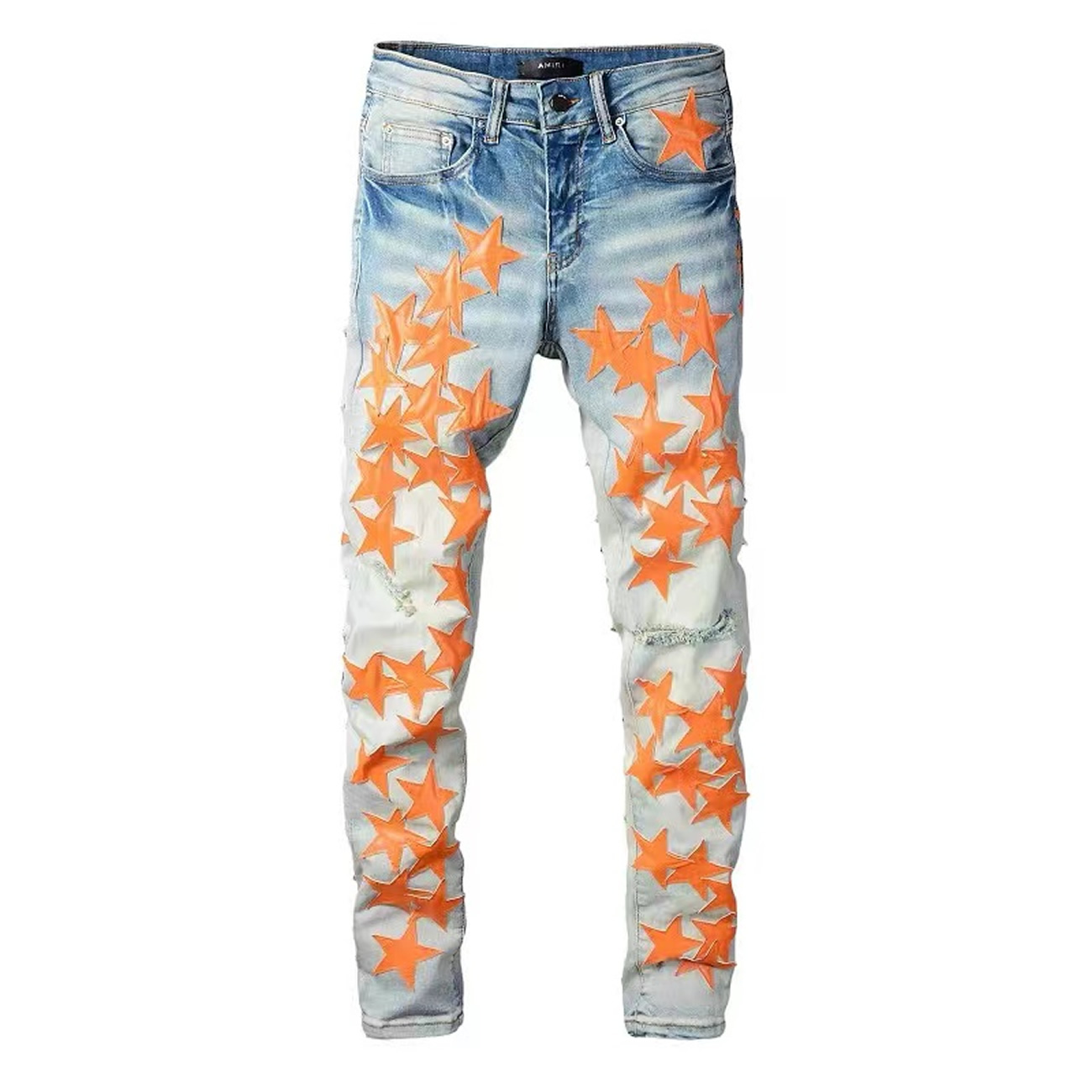 Amiri Chemist Denim Stars Skinny Jean Orange (4) - newkick.vip