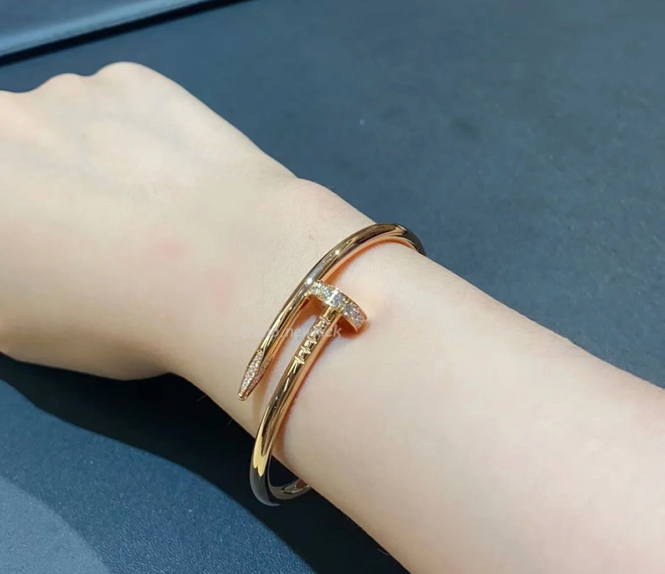 Cartier Rose Gold Silver Diamond Juste Un Clou Bracelet Size 16 B6048516 (2) - newkick.vip