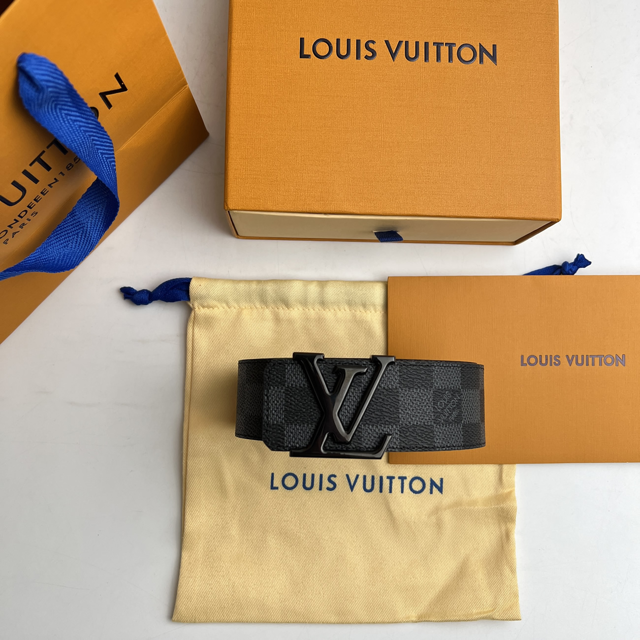 Lv Initiales 95cm 125cm Damier Black Belt (4) - newkick.vip