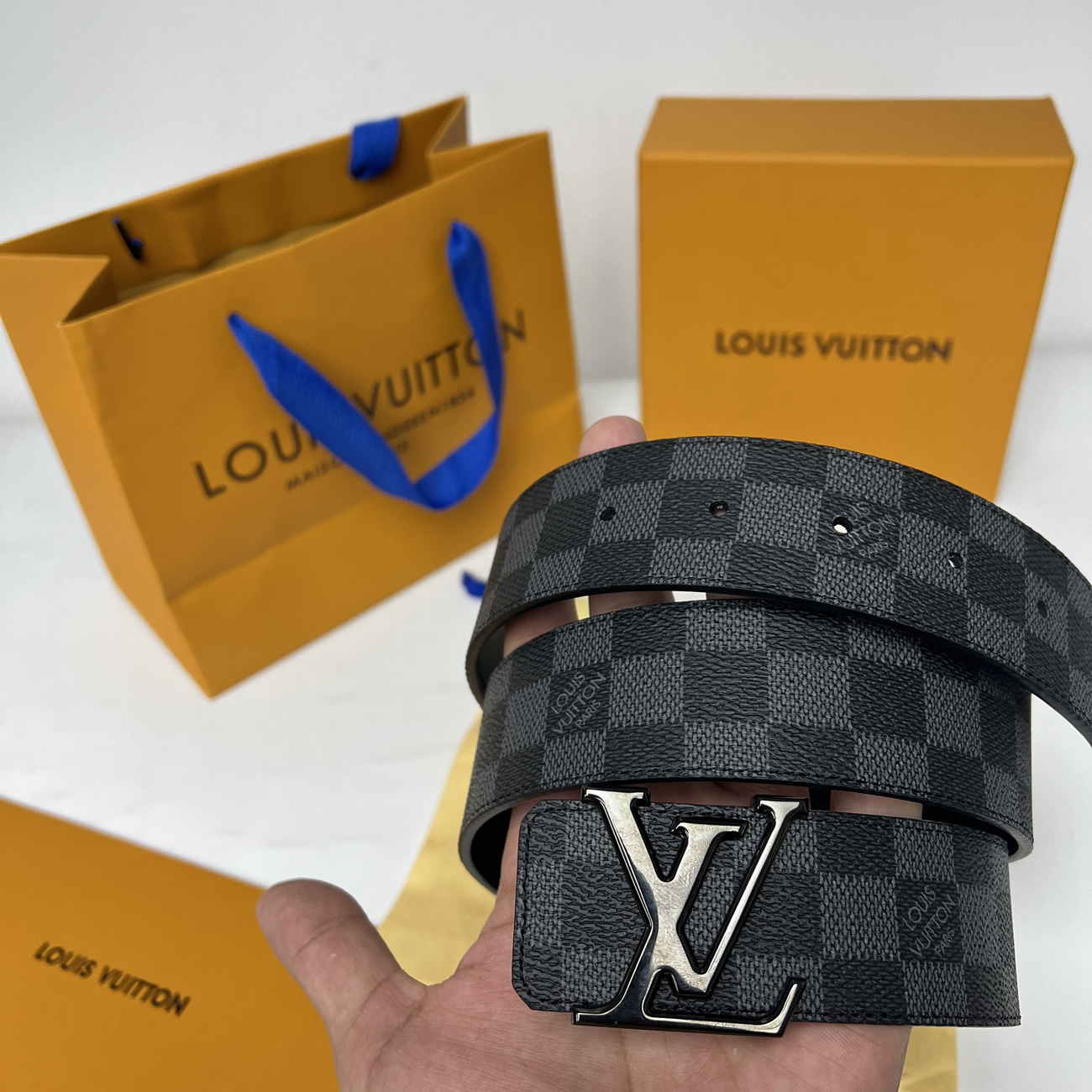 Lv Initiales 95cm 125cm Damier Black Belt (5) - newkick.vip