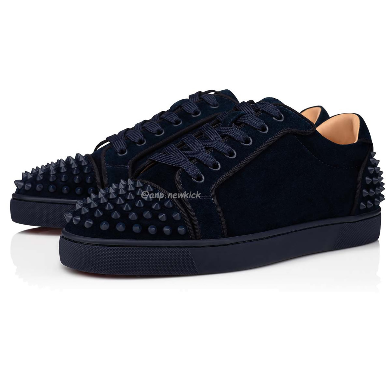 Christian Louboutin Rivet Shoe Blue Suede Calf (10) - newkick.vip