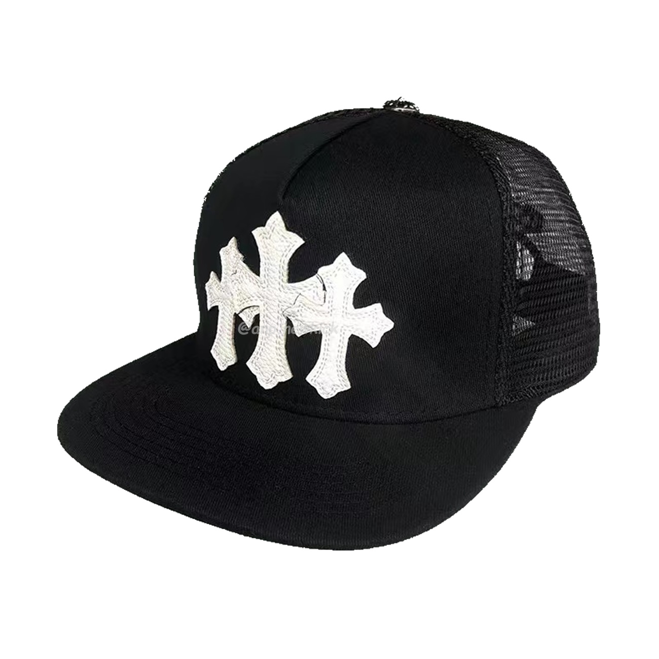 Chrome Hearts Tri Cross Black White Red Trucker Hat (2) - newkick.vip