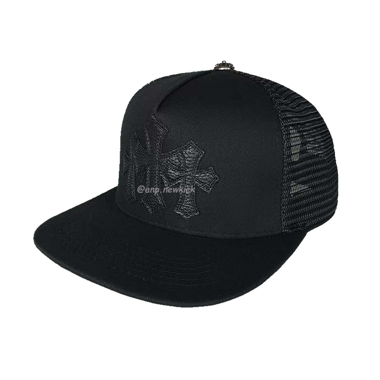 Chrome Hearts Tri Cross Black White Red Trucker Hat (4) - newkick.vip