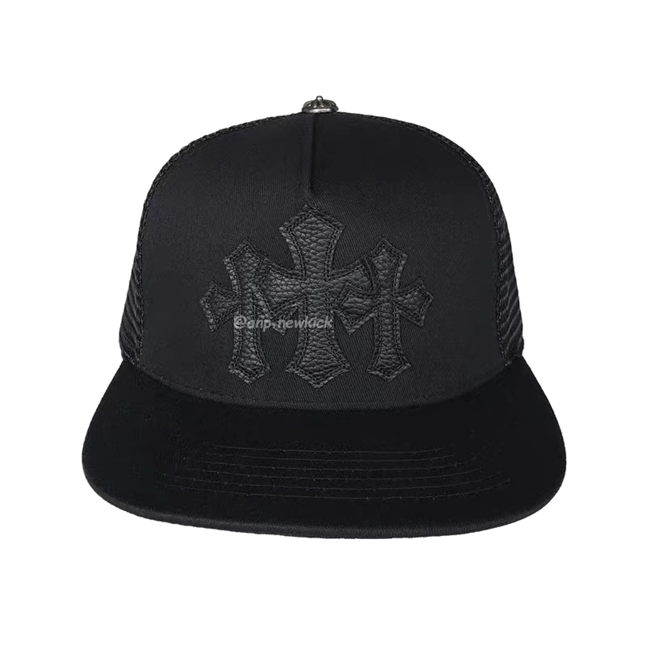 Chrome Hearts Tri Cross Black White Red Trucker Hat (5) - newkick.vip