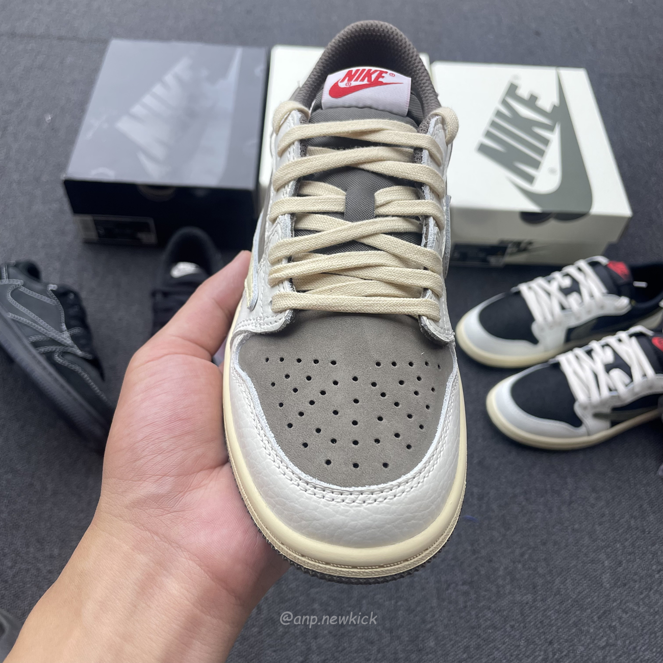 Air Jordan 1 Retro Low Og Sp Travis Scott Black Phantom Scott Olive Scott Reverse Mocha Ps (7) - newkick.vip