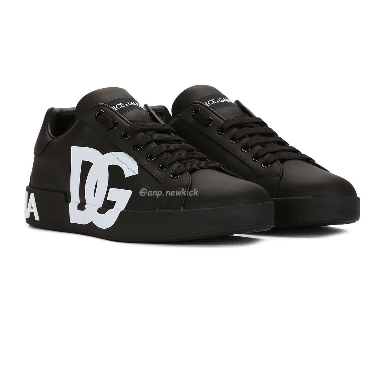 Dolce Gabbana Dg Logo Print Portofino Napa Calf Leather Sneakers (16) - newkick.vip