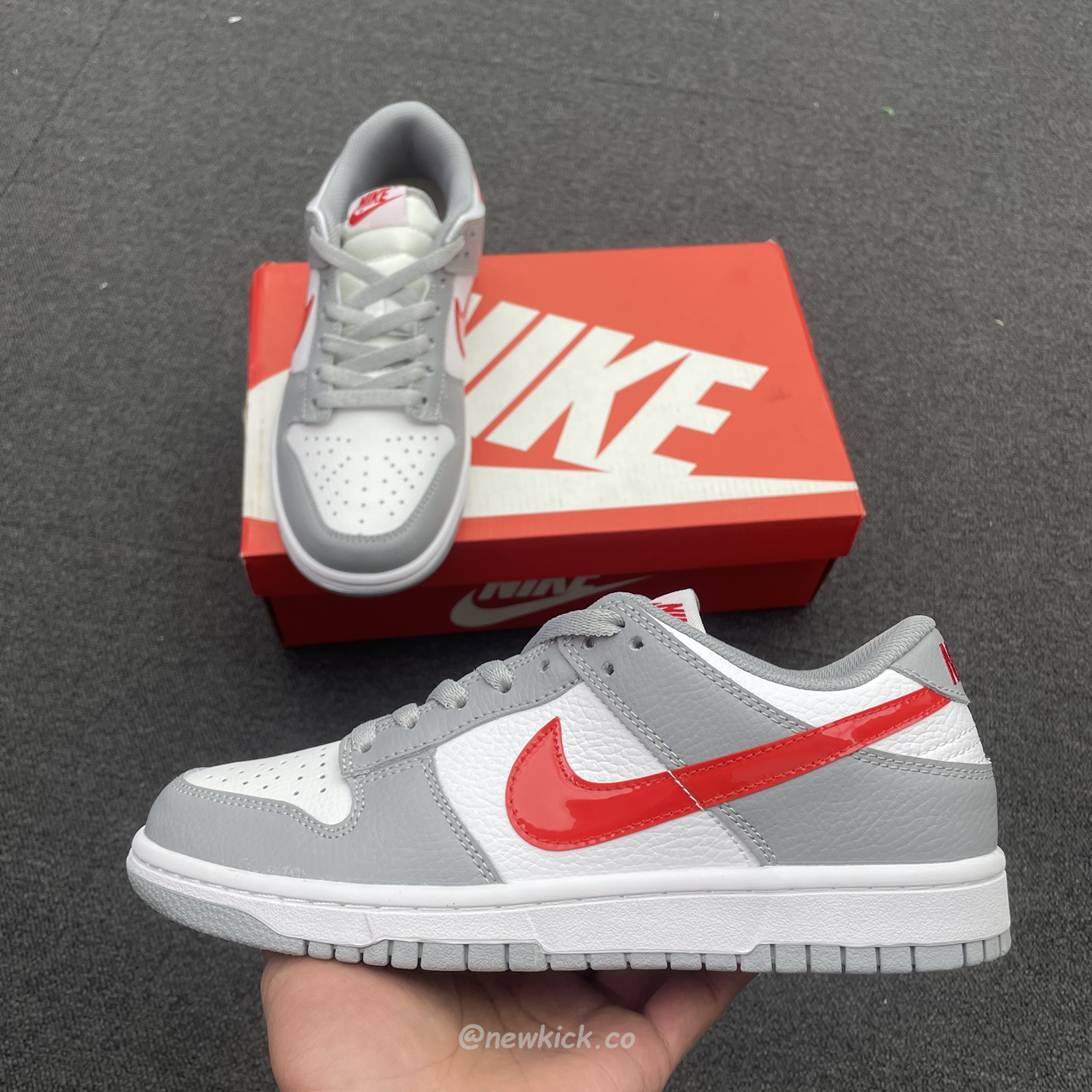 Nike Dunk Low White Wolf Grey University Red Gs Dv7149 001 (11) - newkick.vip