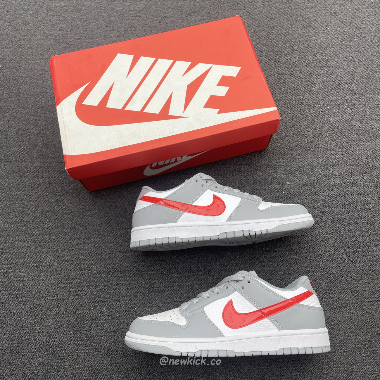 Nike Dunk Low White Wolf Grey University Red Gs Dv7149 001 (14) - newkick.vip