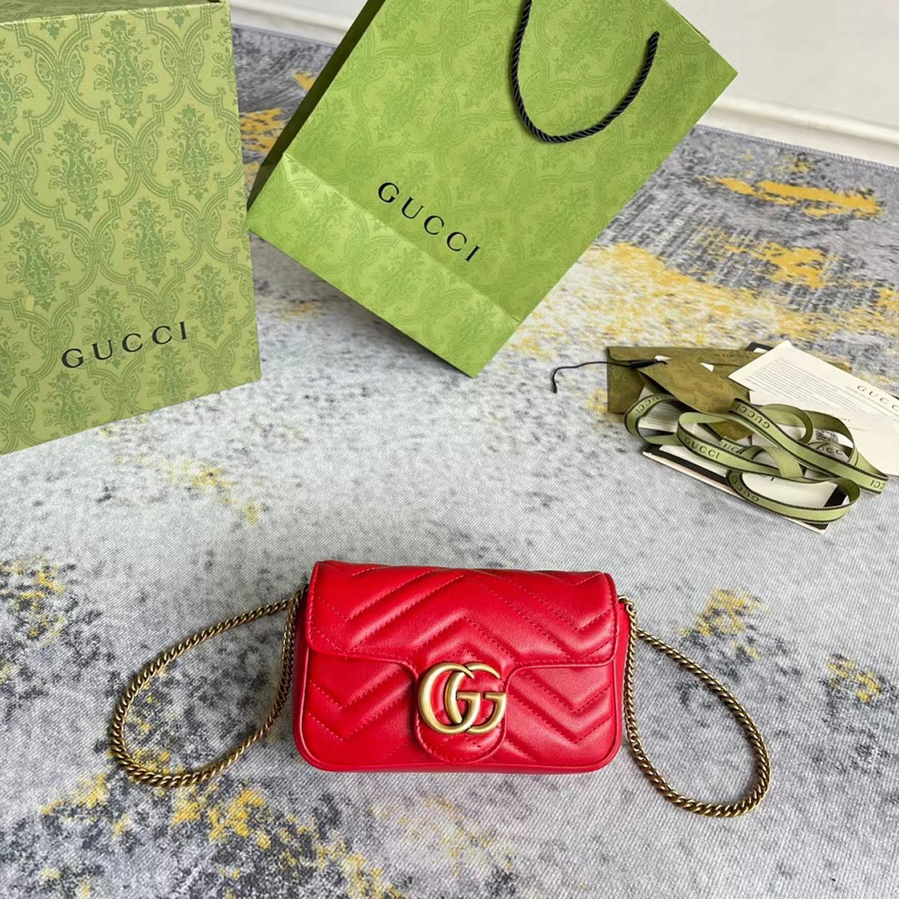 Gucci Gg Marmont Matelasse Super Mini Bag Red (10) - newkick.vip