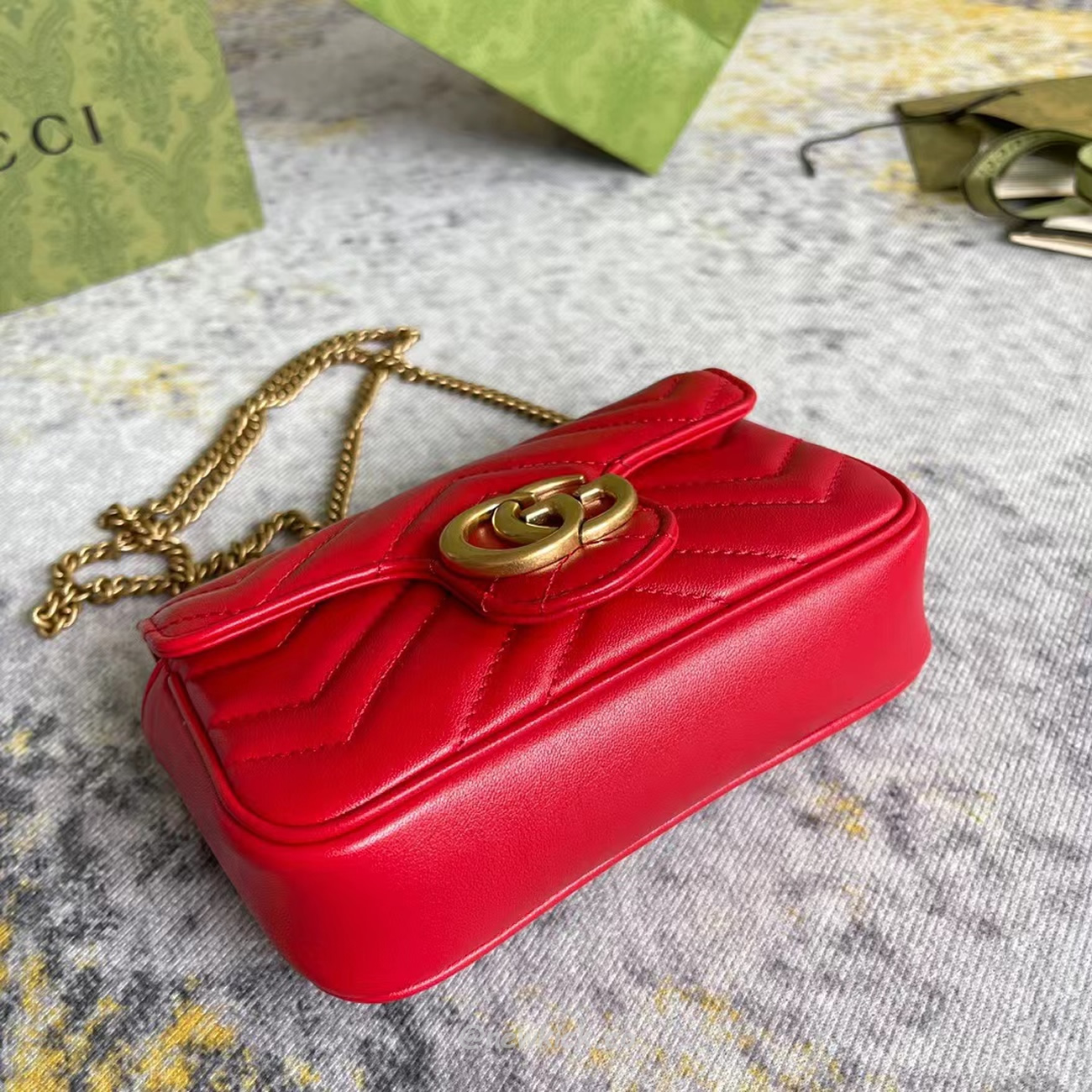 Gucci Gg Marmont Matelasse Super Mini Bag Red (12) - newkick.vip