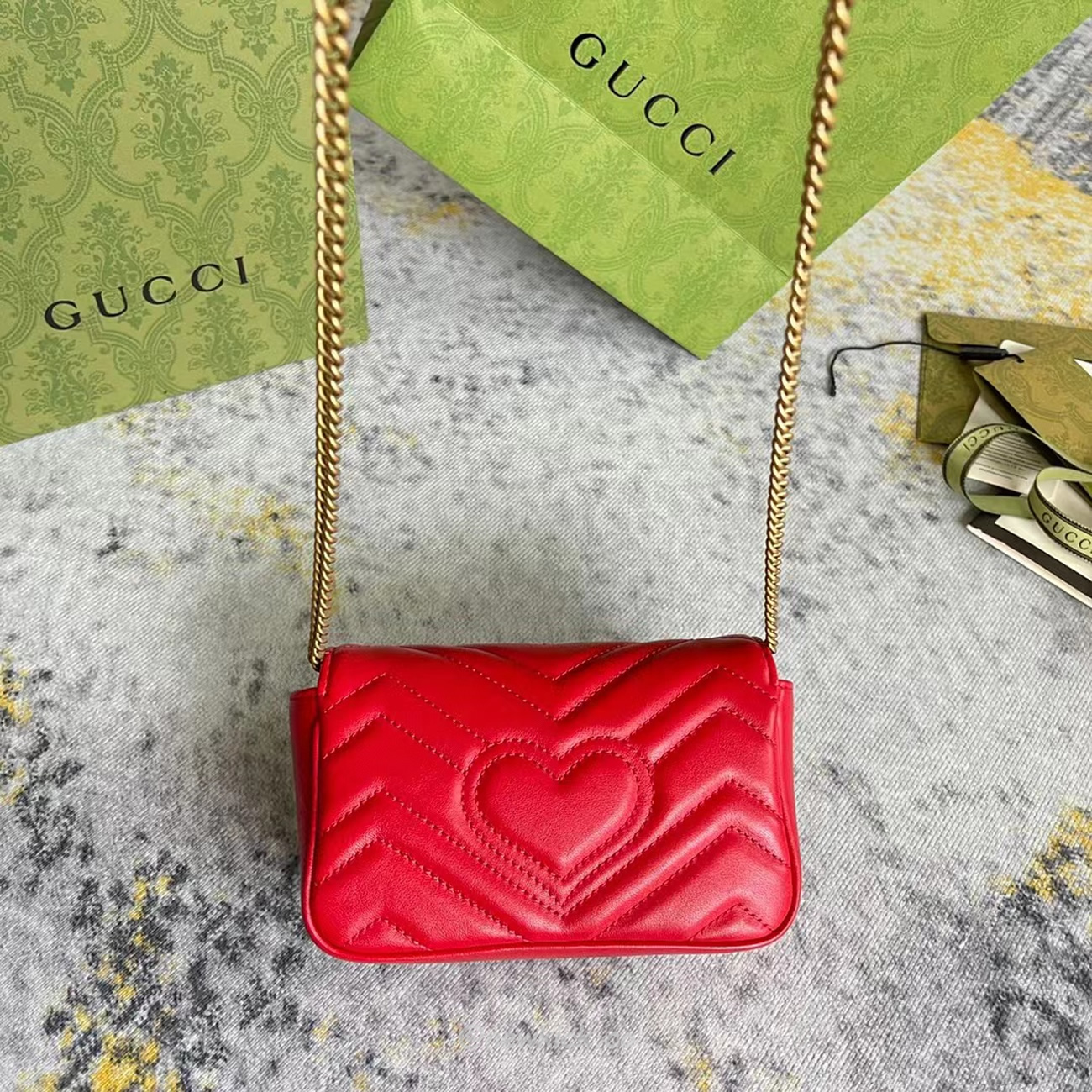 Gucci Gg Marmont Matelasse Super Mini Bag Red (3) - newkick.vip