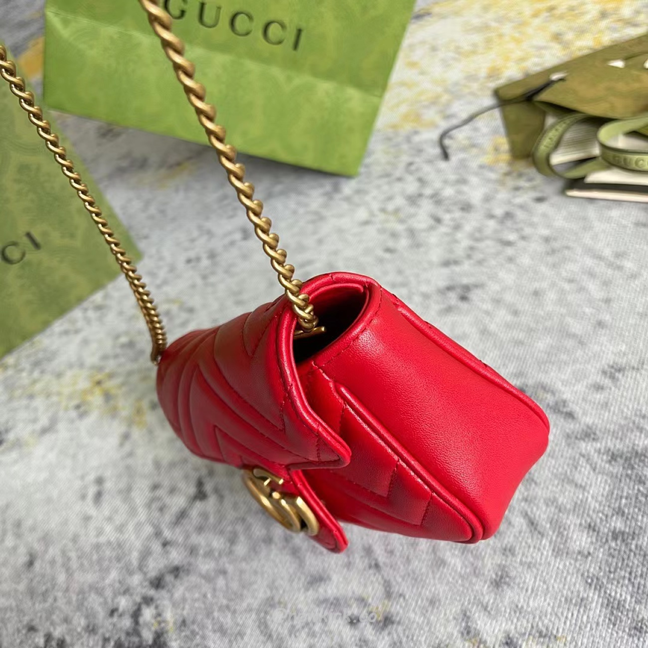 Gucci Gg Marmont Matelasse Super Mini Bag Red (5) - newkick.vip