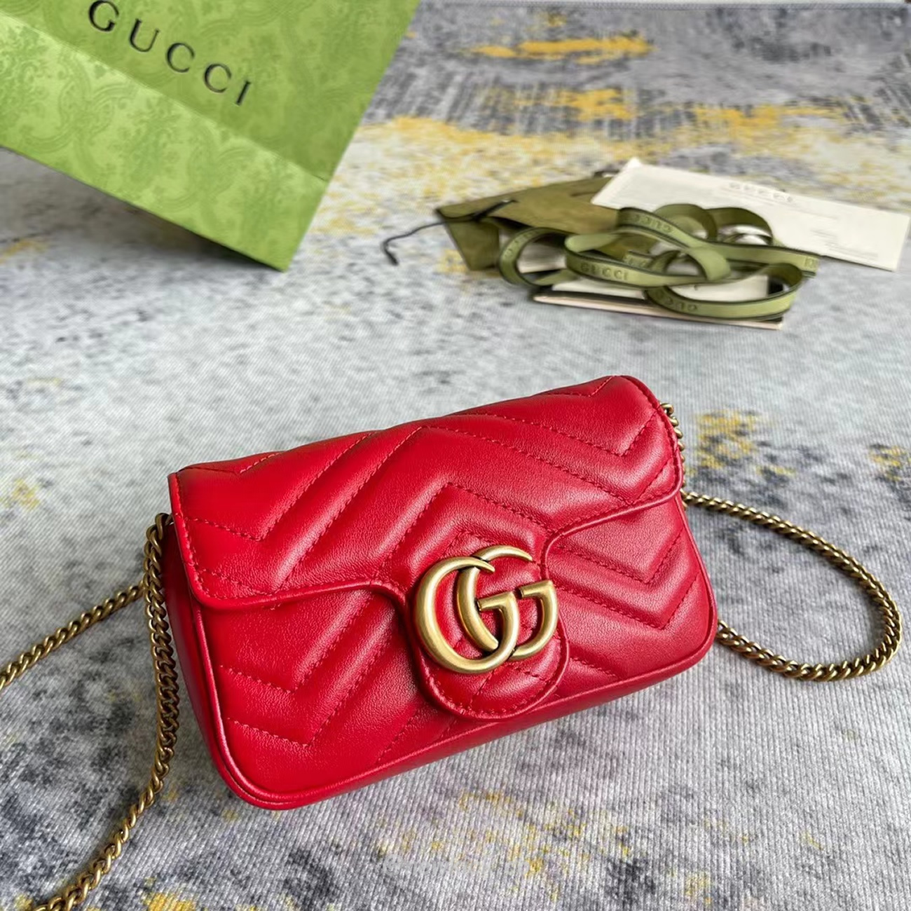 Gucci Gg Marmont Matelasse Super Mini Bag Red (8) - newkick.vip