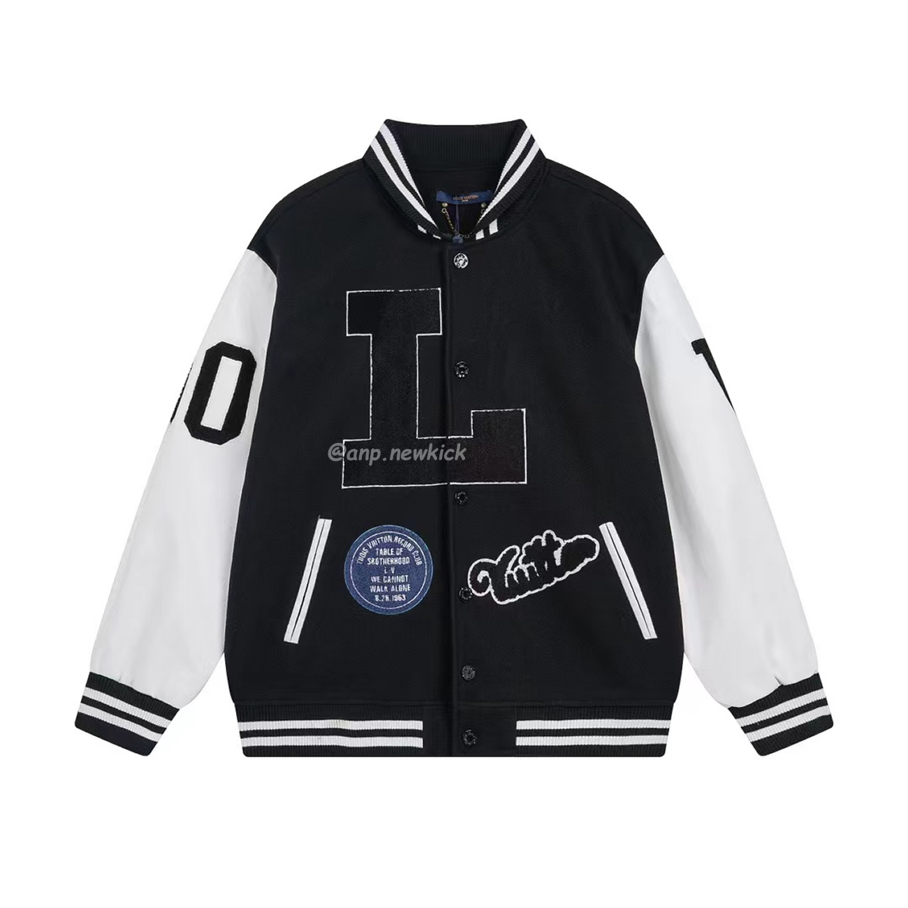 Louis Vuitton Black L Patch Varsity Jacket (1) - newkick.vip