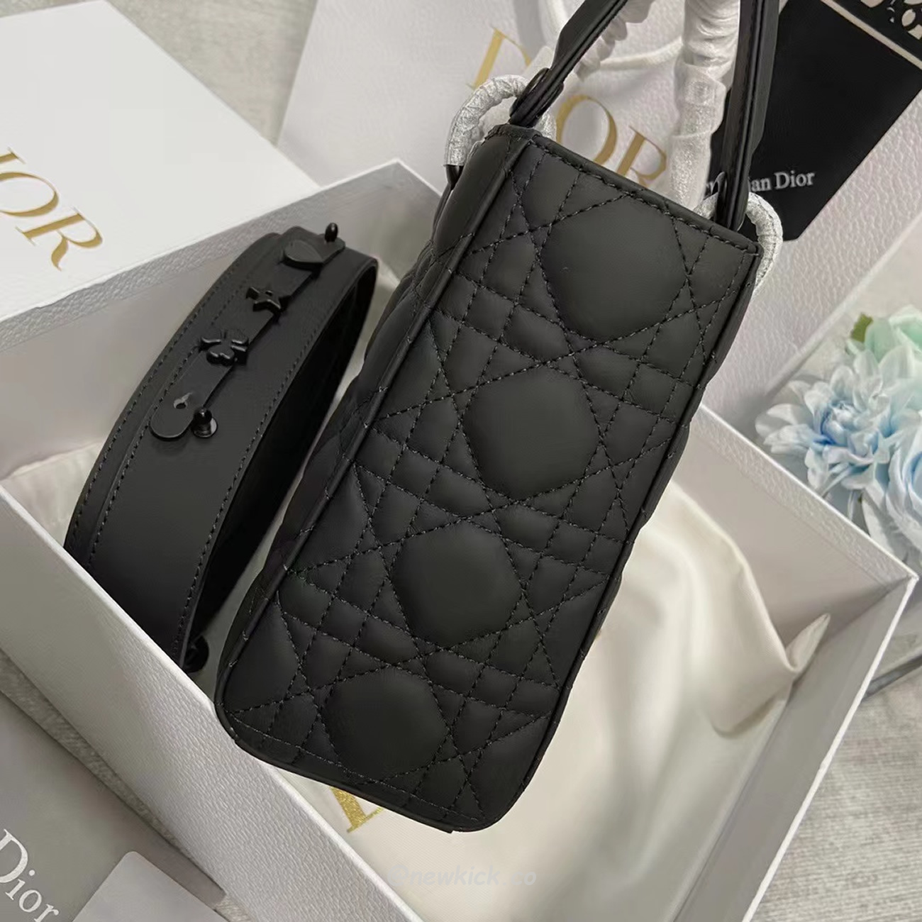 Dior My Lady Abc Black Ultra Matte Canage Calfskin With Rattan Pattern M0538sloi M989 (10) - newkick.vip