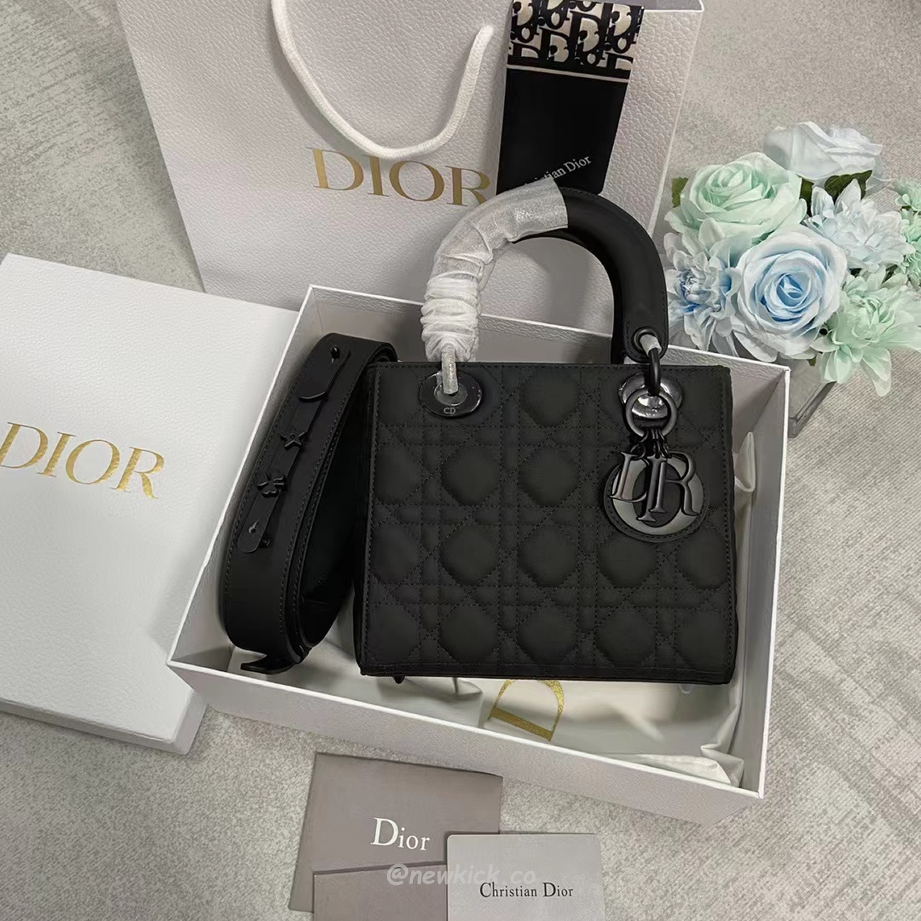 Dior My Lady Abc Black Ultra Matte Canage Calfskin With Rattan Pattern M0538sloi M989 (8) - newkick.vip