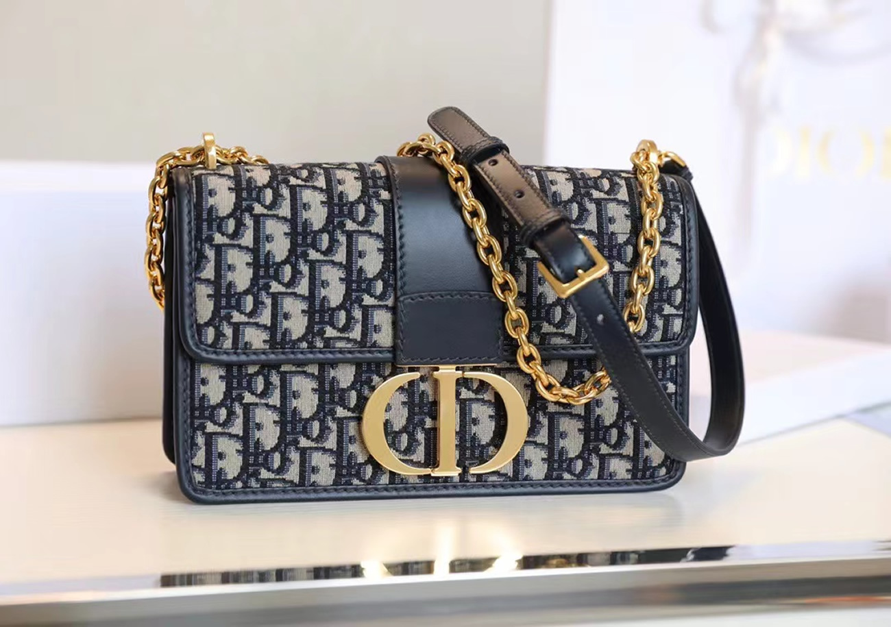 Dior 30 Montaigne Chain Bag Blue Dior Oblique Jacquard M9208utzq M928 (24) - newkick.vip