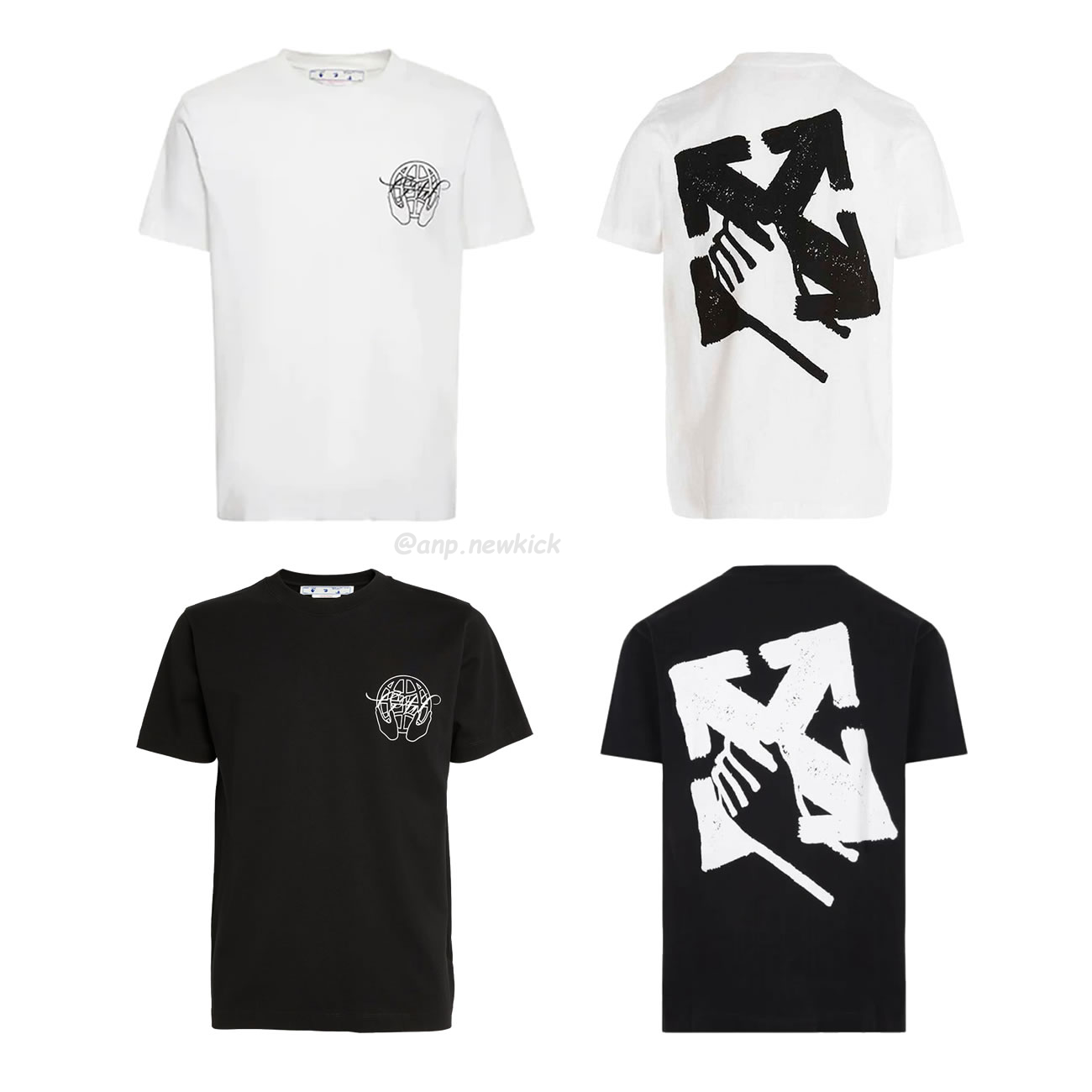 Off White Hand Arrow Tee White Black (1) - newkick.vip