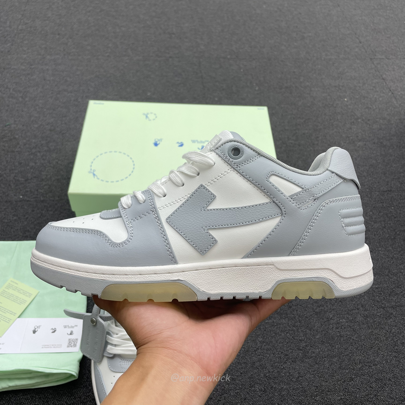 Off White Out Of Office Calf Leather White Grey Omia189c99 Lea007 0109 (3) - newkick.vip