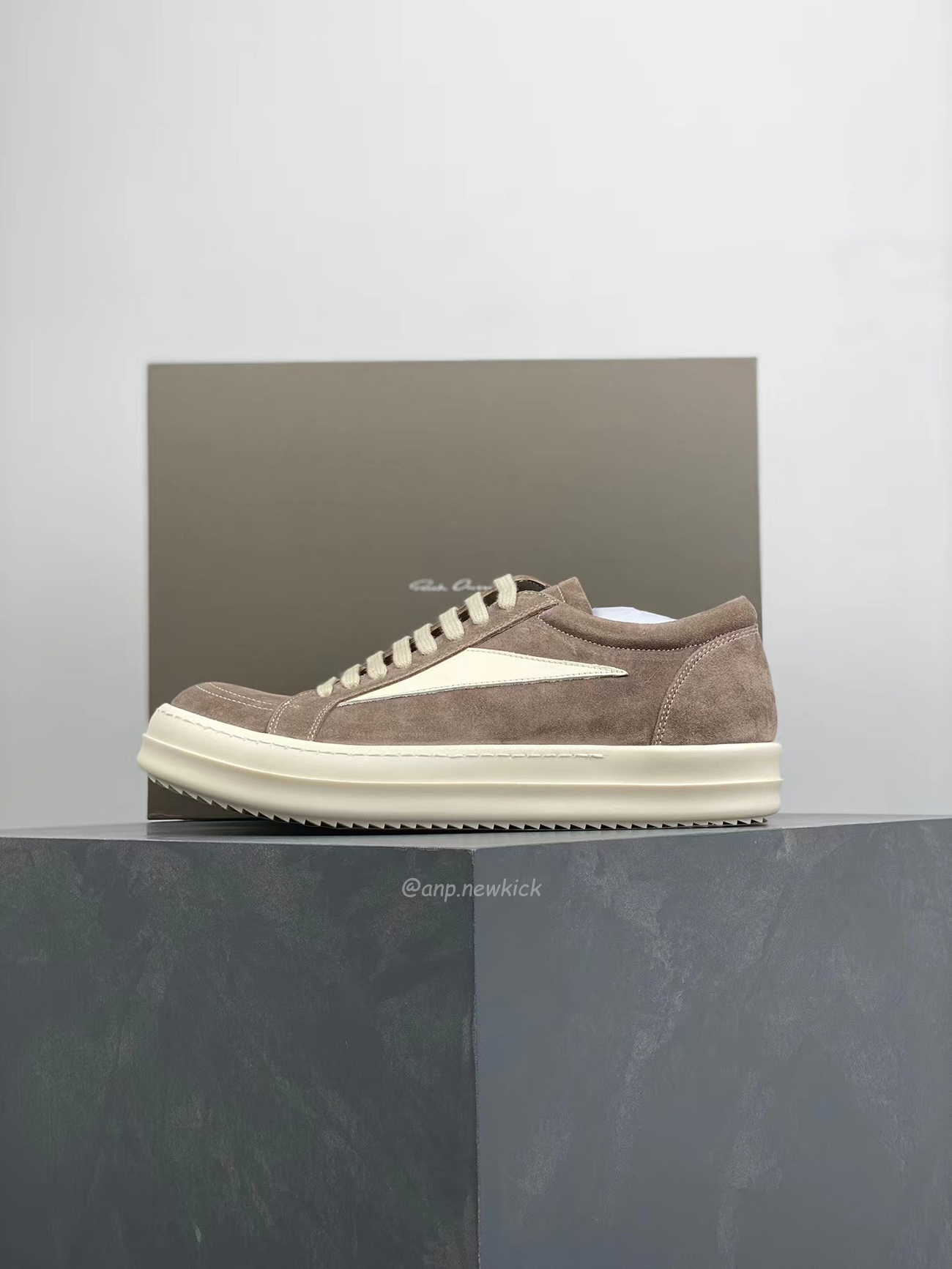 Rick Owens Leather Low Top Vintage Sneakers Suede Canvas Black Taupe Grey Faded Pnk Pearl Milk Dark Dust (7) - newkick.vip