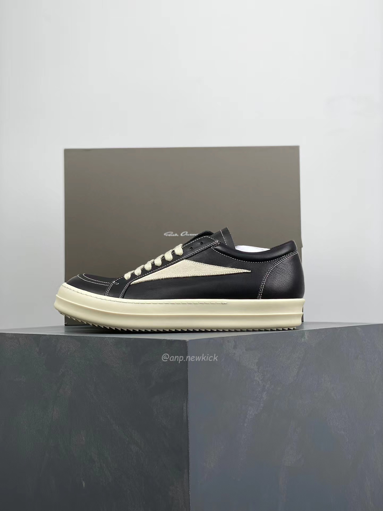 Rick Owens Leather Low Top Vintage Sneakers Suede Canvas Black Taupe Grey Faded Pnk Pearl Milk Dark Dust (8) - newkick.vip