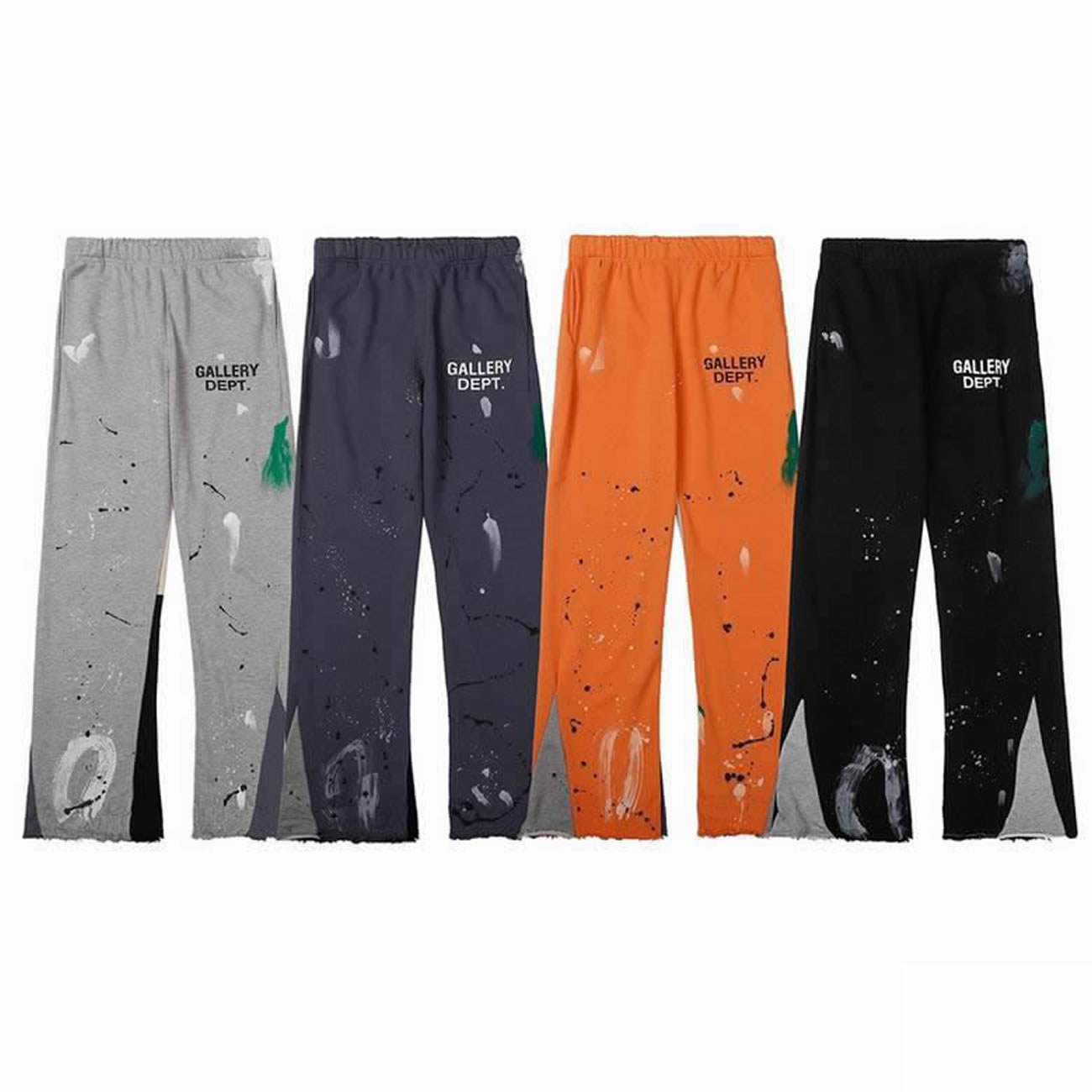 Gallery Dept Painted Flare Sweat Pants Washed Black Navy Orange Grey (1) - newkick.vip