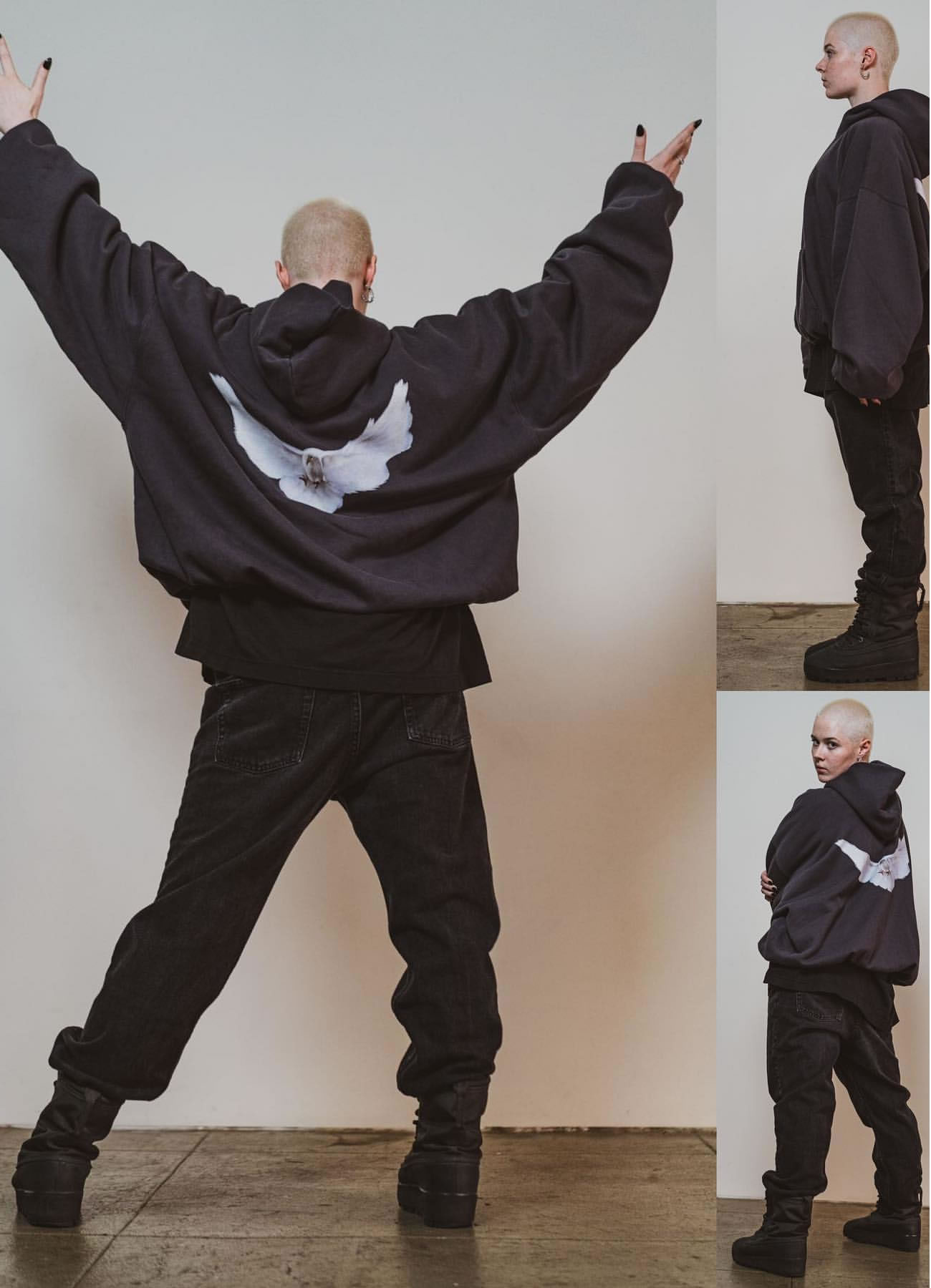 Yeezy Gap Engineered By Balenciaga Dove Hoodie Washed Black Ss22 (11) - newkick.vip