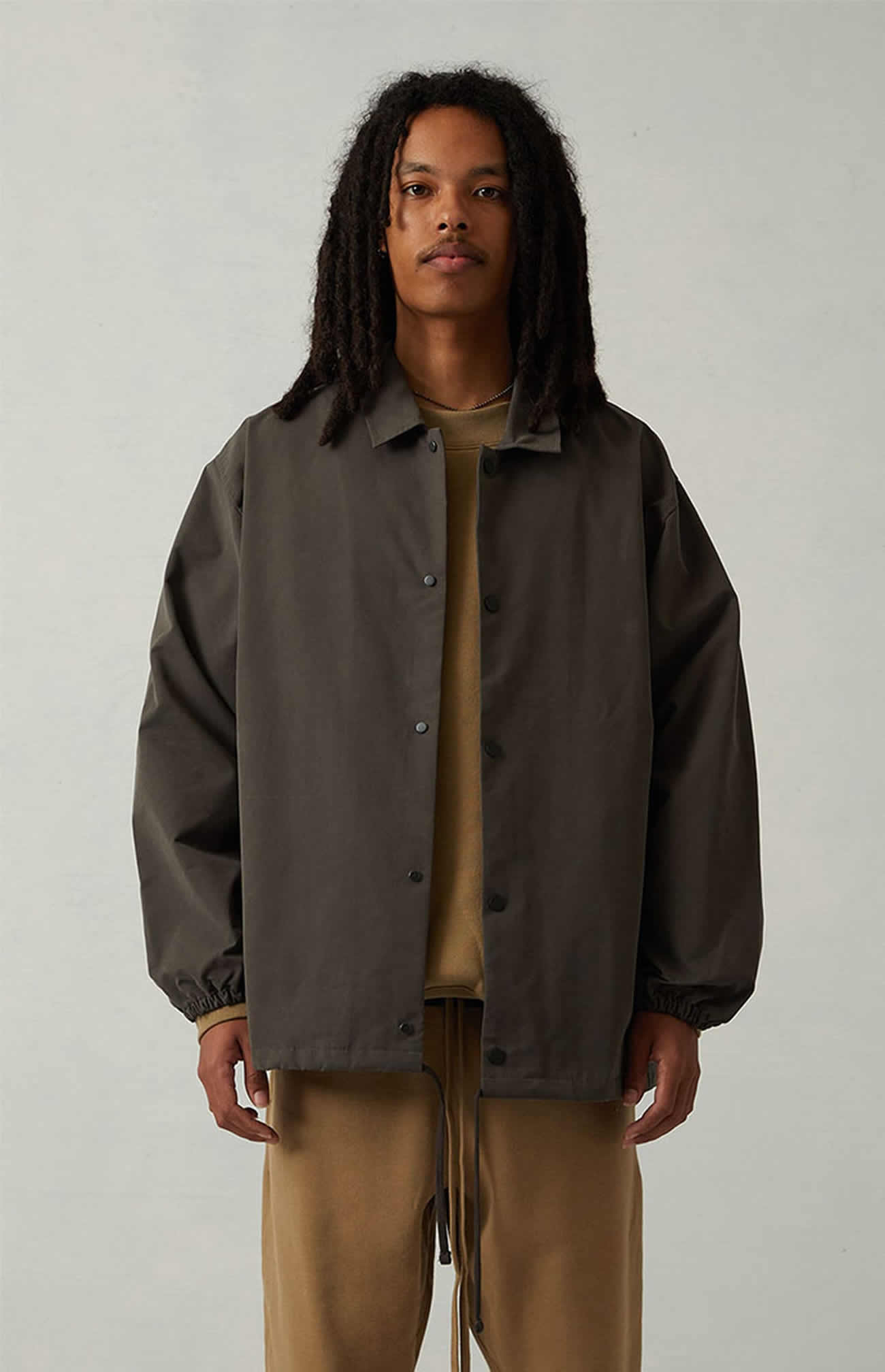 Fear Of God Essentials 1977 Coaches Jacket Iron Oak (21) - newkick.vip