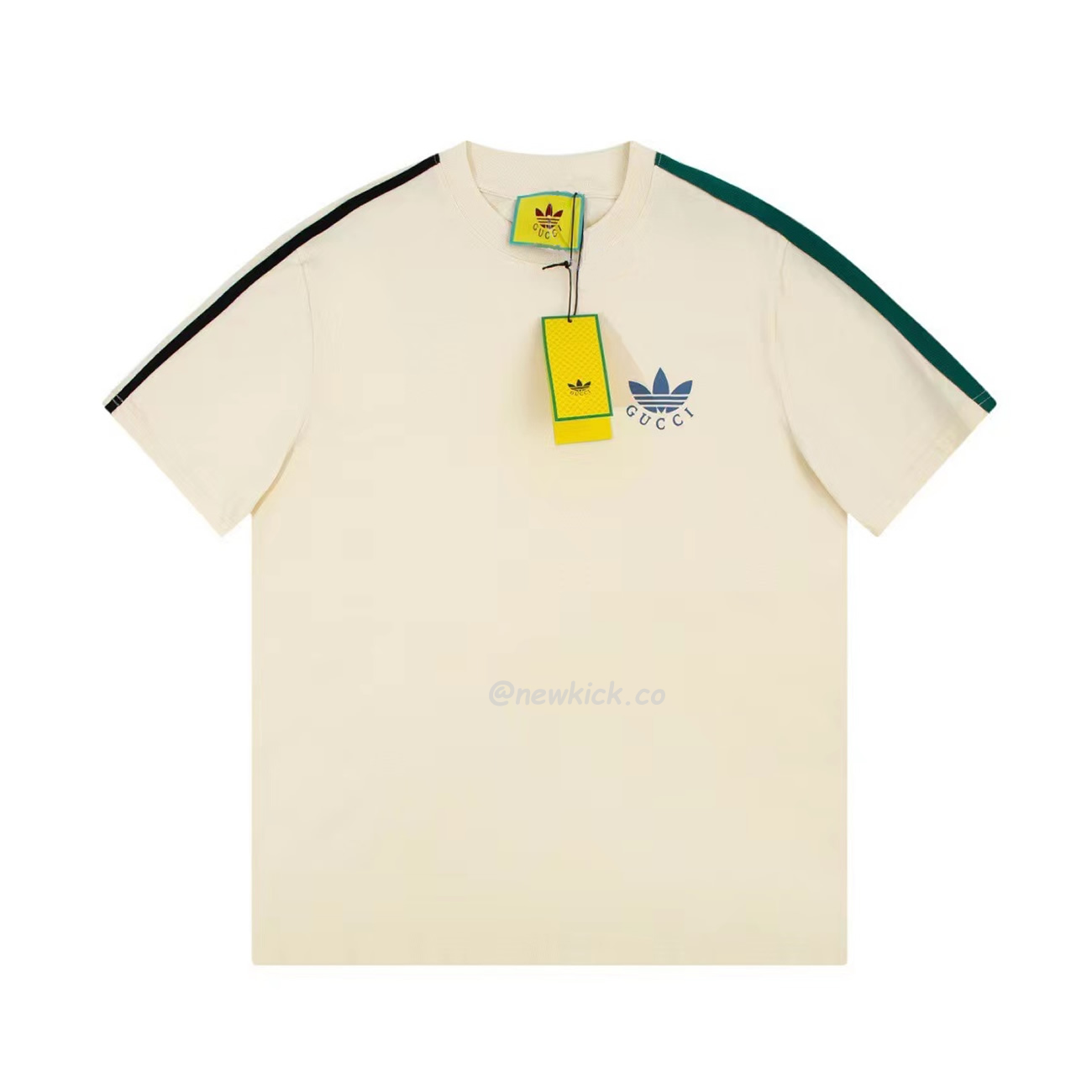 Gucci X Adidas Trefoil Print T Shirt Off White Ss22 (4) - newkick.vip