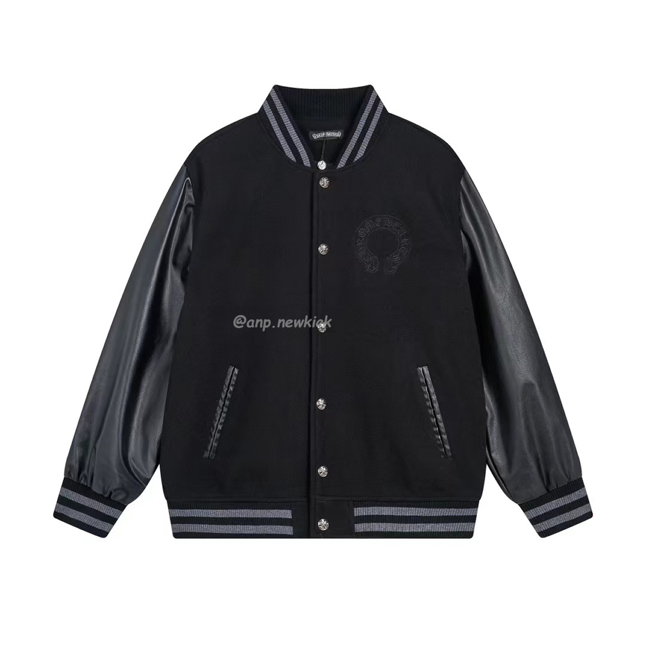 Chrome Hearts Patchwork Baseball Cross Jacket Black White (1) - newkick.vip