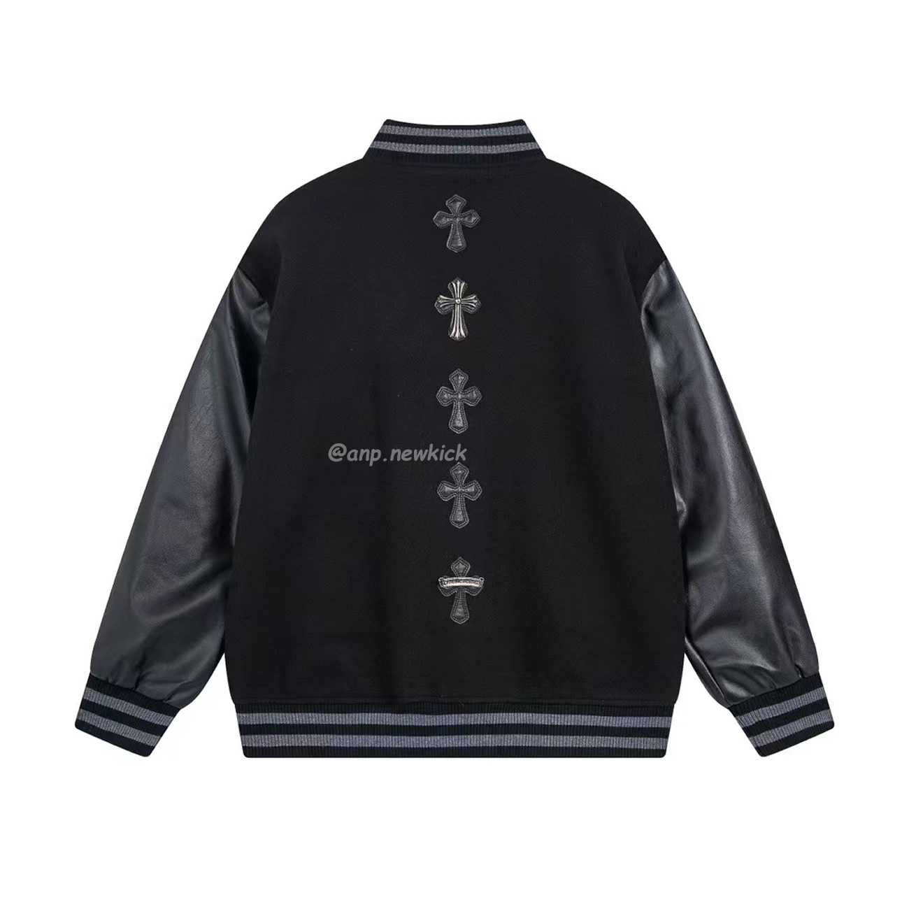 Chrome Hearts Patchwork Baseball Cross Jacket Black White (4) - newkick.vip