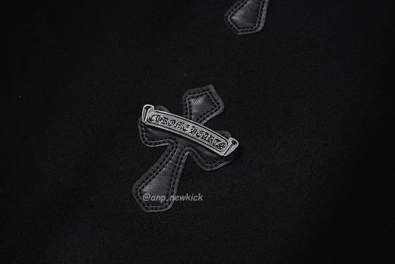 Chrome Hearts Patchwork Baseball Cross Jacket Black White (9) - newkick.vip