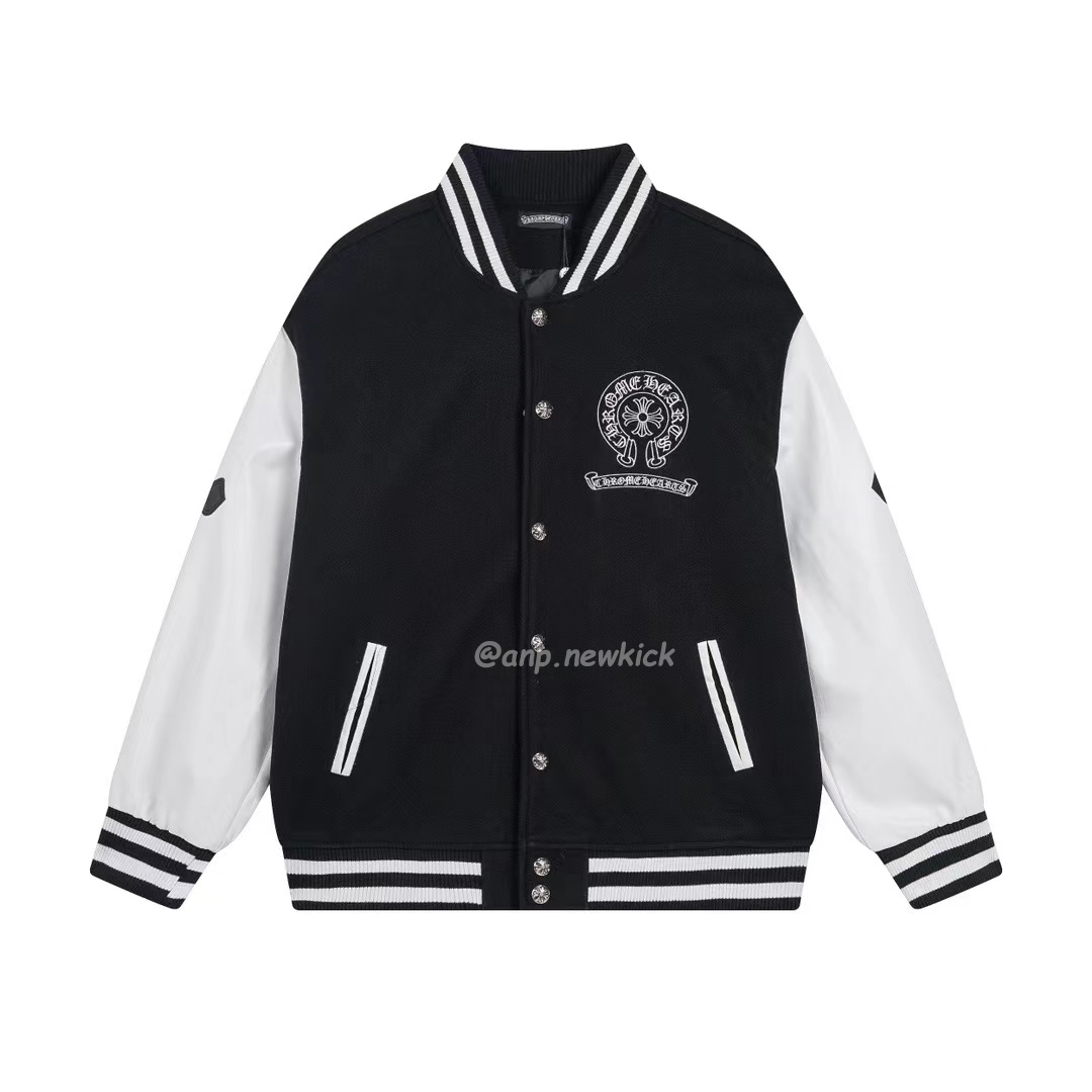 Chrome Hearts Patchwork Baseball Jacket Black White (1) - newkick.vip