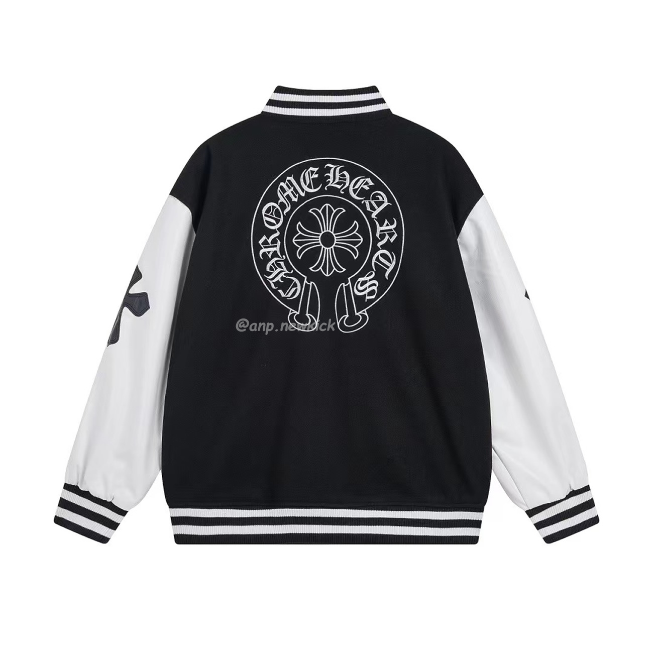 Chrome Hearts Patchwork Baseball Jacket Black White (7) - newkick.vip