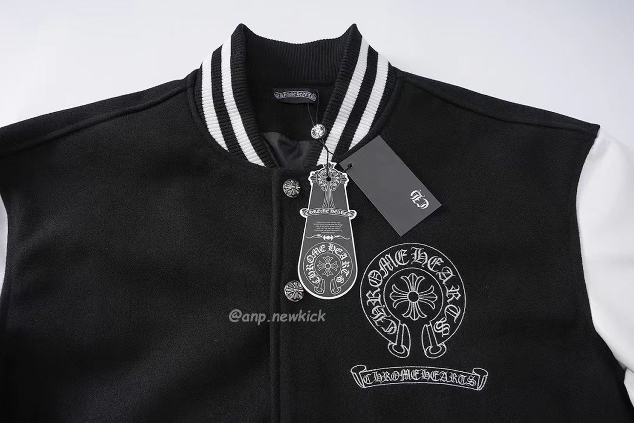 Chrome Hearts Patchwork Baseball Jacket Black White (9) - newkick.vip