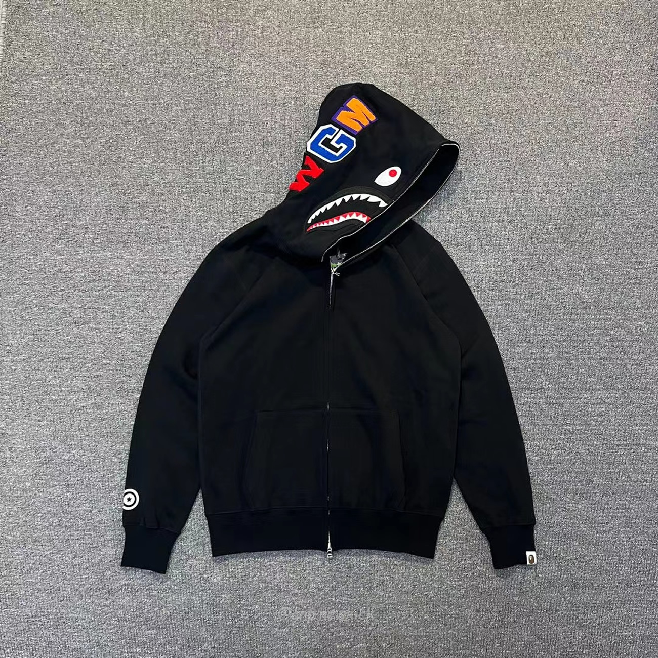 Bape Shark Full Zip Hoodie Black Ss22 (10) - newkick.vip