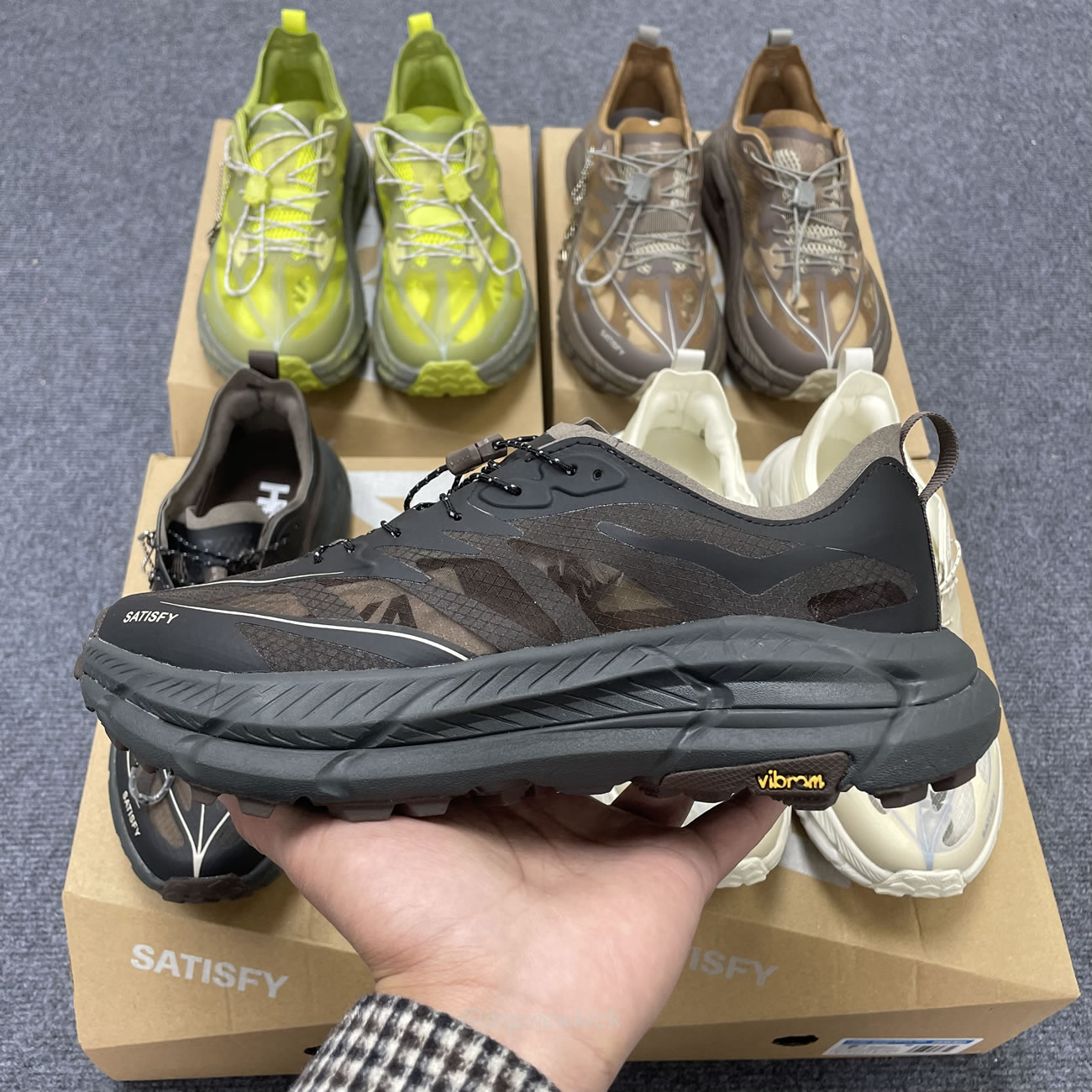 Hoka One One Mafate Speed 4 Lite Satisfy Bone Coffee Rubber Sulfur 1157050 Bone (4) - newkick.vip