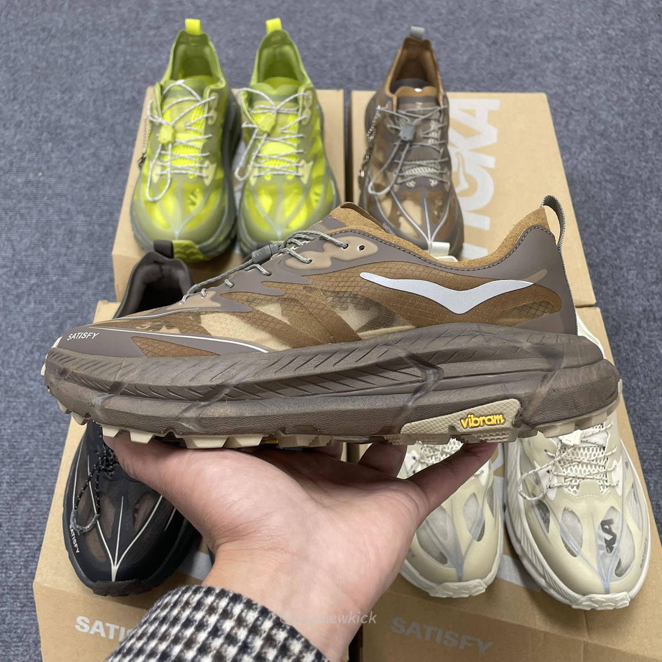 Hoka One One Mafate Speed 4 Lite Satisfy Bone Coffee Rubber Sulfur 1157050 Bone (6) - newkick.vip